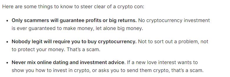 Avoiding Crypto Scammers - Image credit FTC