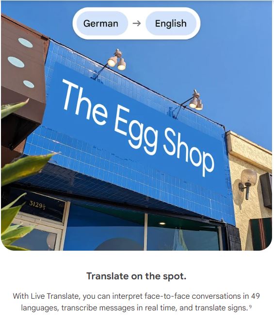 Translate on the Spot on Pixel 8 Pro